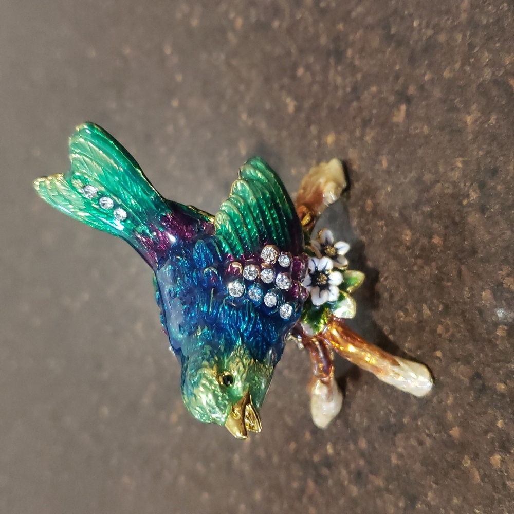 Hand Painted Enamel Bird Brass Trinket Home Decor Figurine Keepsake Collectible - Picture 2 of 10